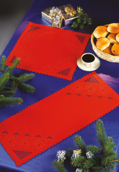 Broderikit Löpare, röd hardanger 28 x 67 cm