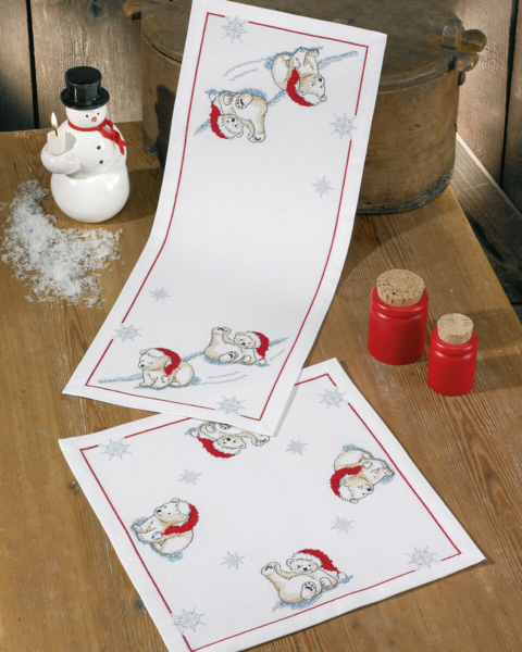 Broderikit Isbjörnar på hal is 24 x 62 cm