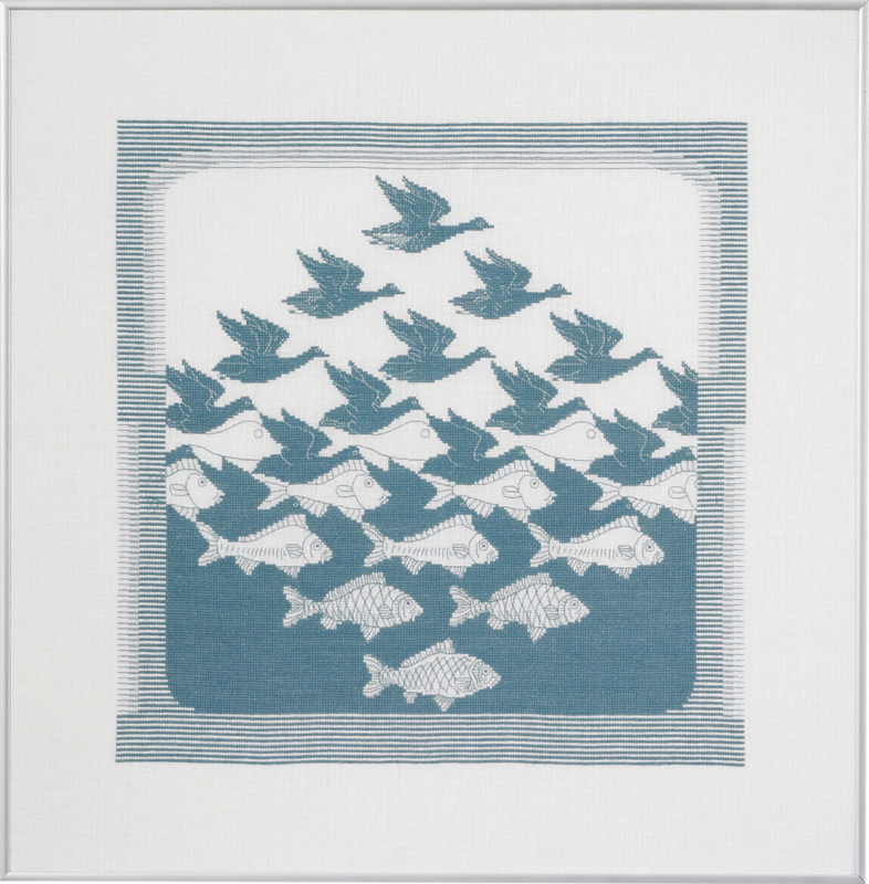 Broderisats Fågel/fisk gråblå R5988 57 x 62 cm