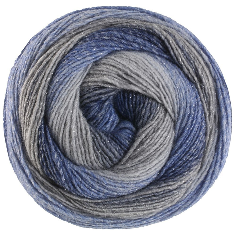 Lana Grossa Gomitolo Gala 4030 Musgrå/grå/stålblå/marinblå/safirblå/ljusgrå