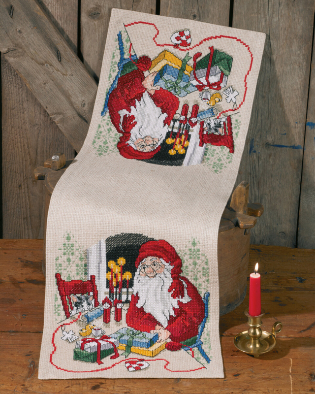 Broderikit Jultomte & Katt 33 x 98 cm