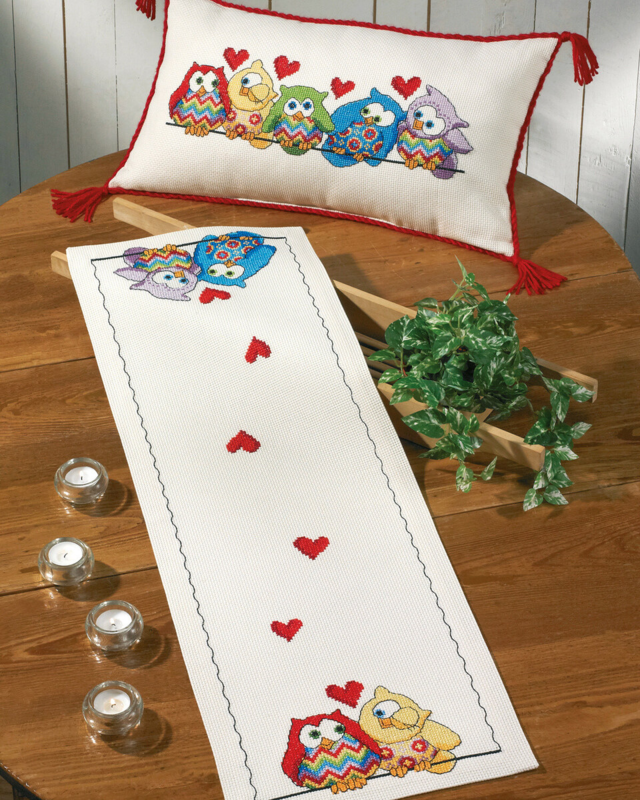 Broderikit Ugglor på rad 32x94 cm