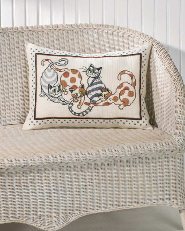 Broderikit Kattskudde 58 x 40 cm