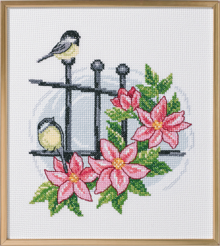 Broderikit Fåglar på grind R5721 33 x 37 cm