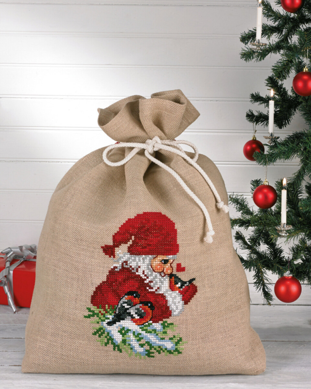 Broderikit Domherre och tomte 85 x 68 cm