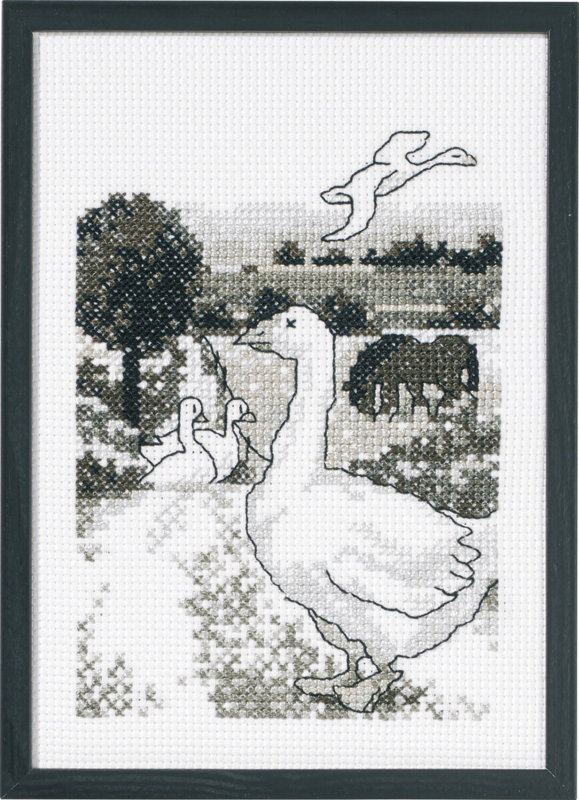 Broderikit Gäss på ängen 20 x 29 cm