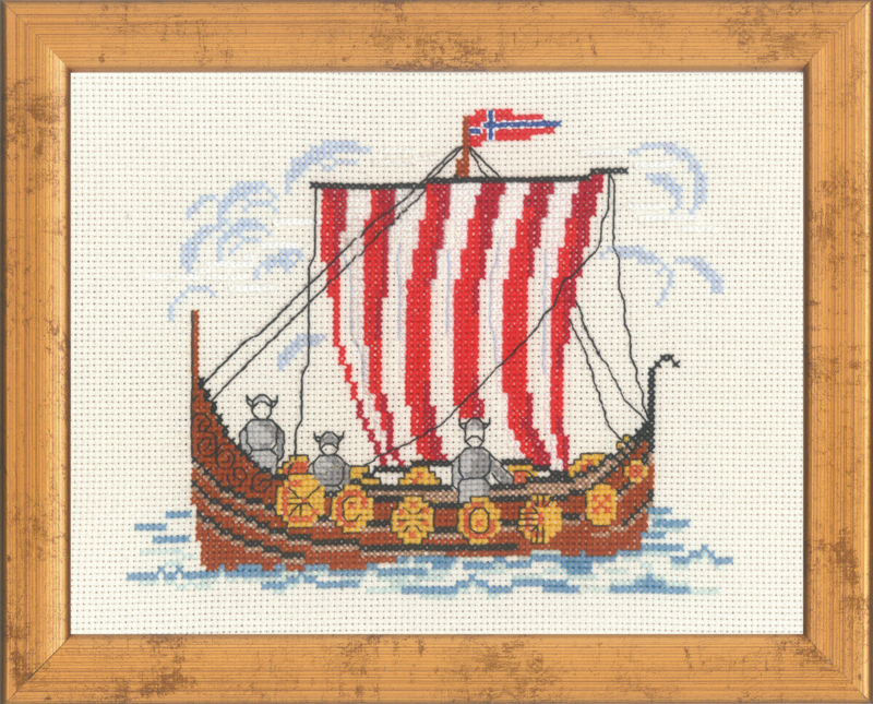 Broderikit Vikingskepp norsk 5352 21 x 26 cm