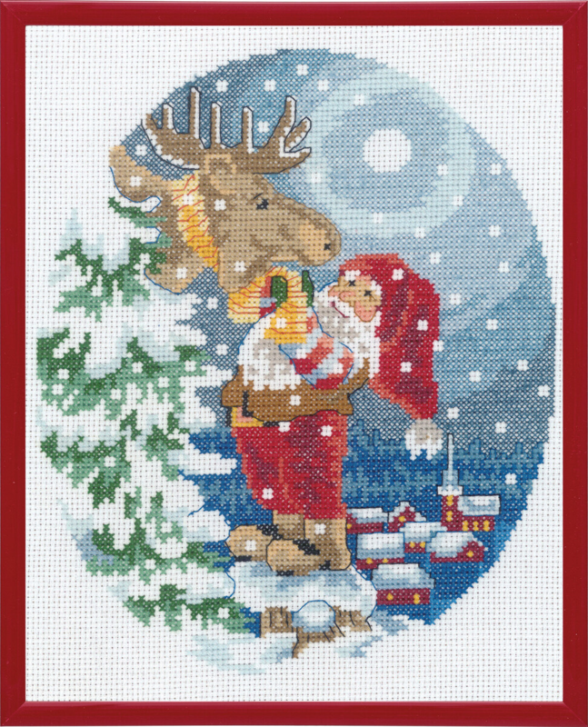 Broderikit Tomten med älg R5798 20 x 25 cm