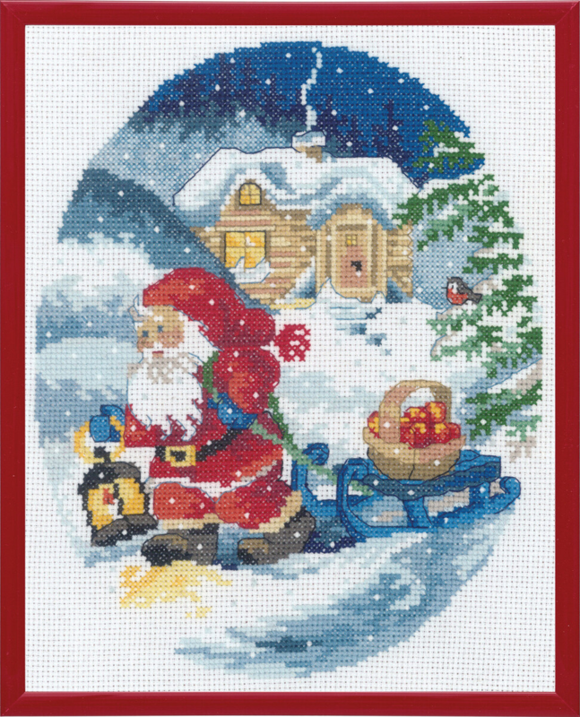 Broderikit Tomte drar kälke R5798 20 x 25 cm
