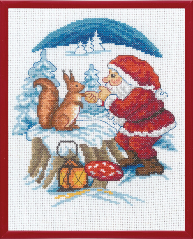 Broderikit Jultomte med ekorre R5798 20 x 25 cm