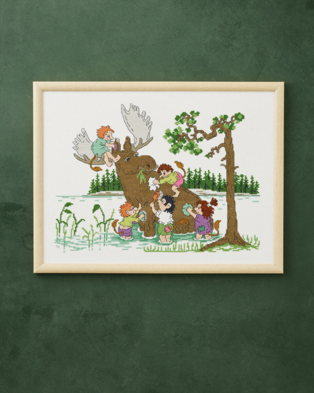 Broderikit Älg tvätt 40 x 30 cm