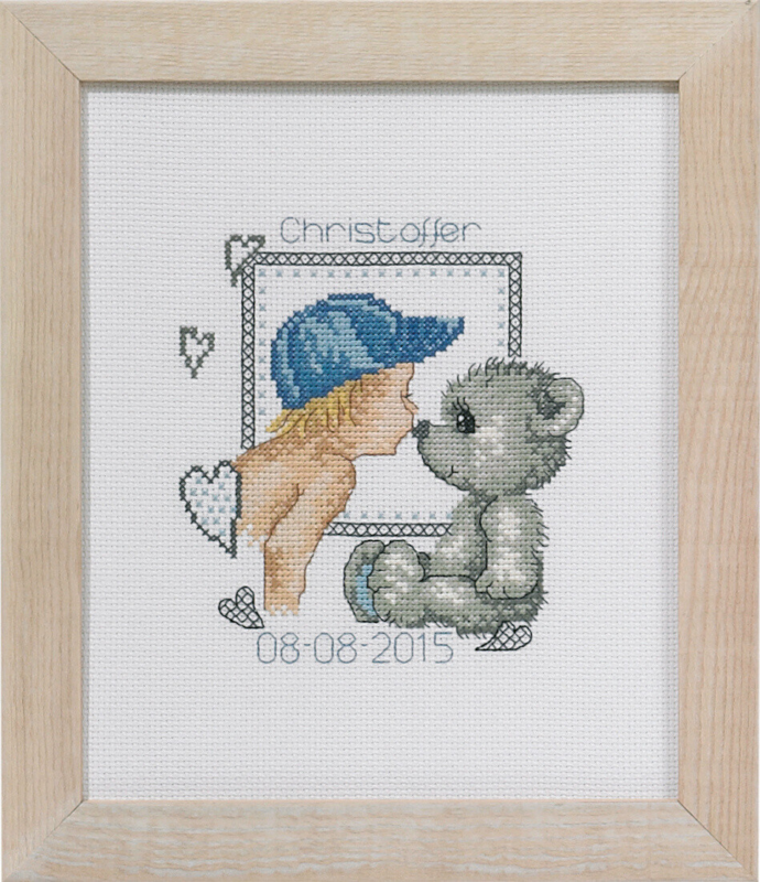 Broderikit Bamsepuss Christoffer 19 x 23 cm