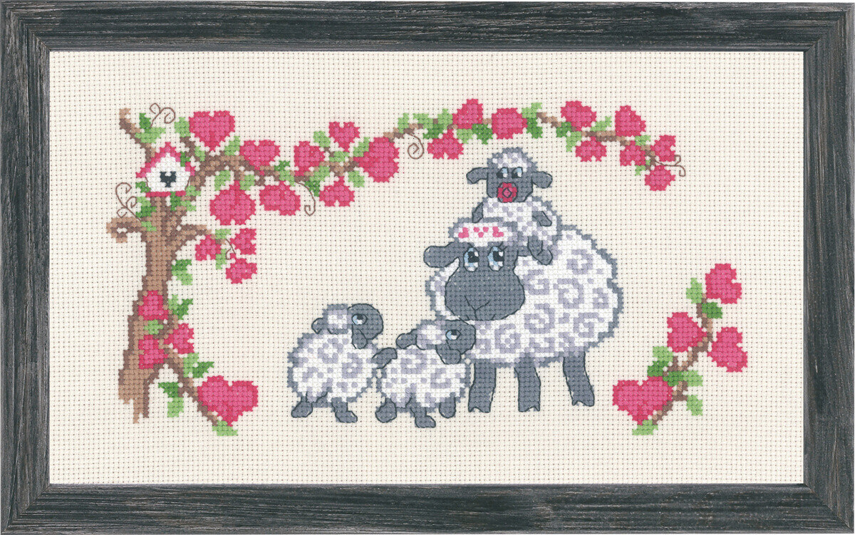 Broderikit Fårfamilj 16 x 28 cm