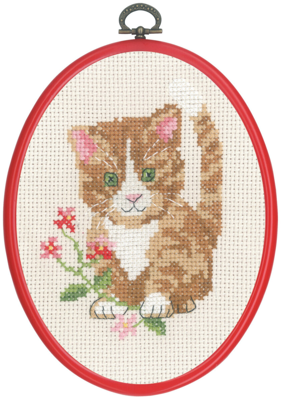 Broderikit Röd katt m/5959/30 13x18 cm