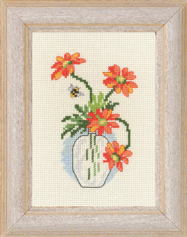 Broderikit Gul Krysantemum M5406 13 x 18 cm