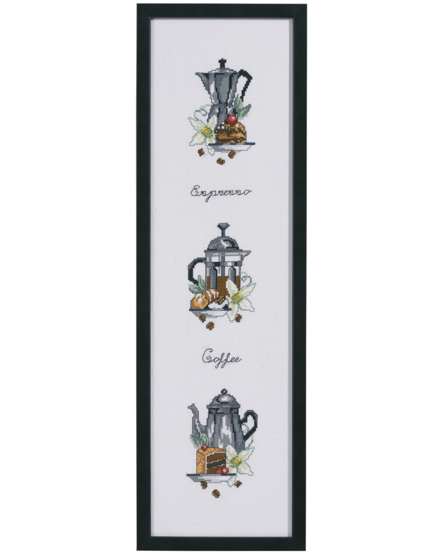 Broderikit Tre kaffekannor 15 x 55 cm