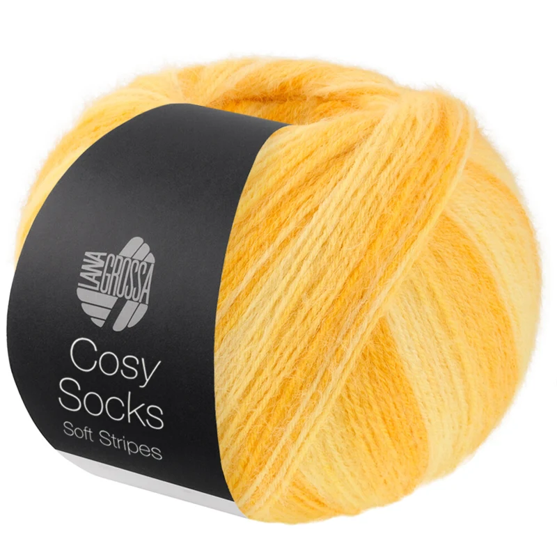Lana Grossa Cosy Socks Soft Stripes 111 Gul/äggulegul/saffransgul