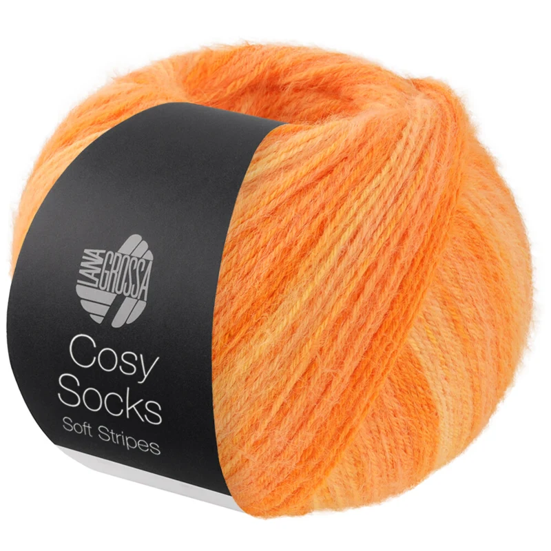 Lana Grossa Cosy Socks Soft Stripes 112 Ljusorange/mandarin/orange