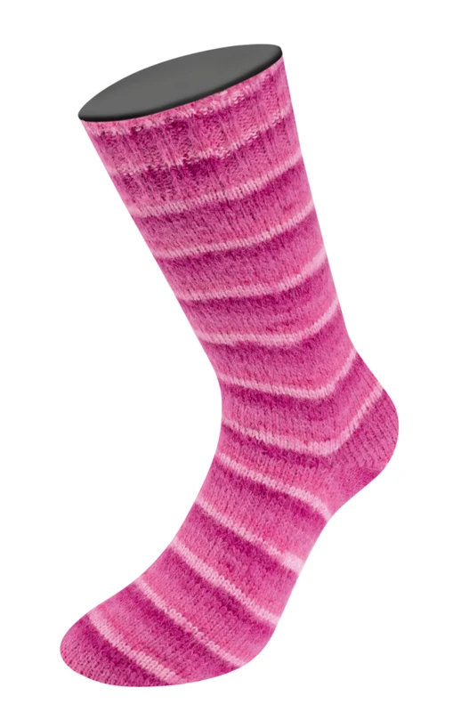 Lana Grossa Cosy Socks Soft Stripes 108 Rosa/gammelrosa/laxrosa/ljungrosa