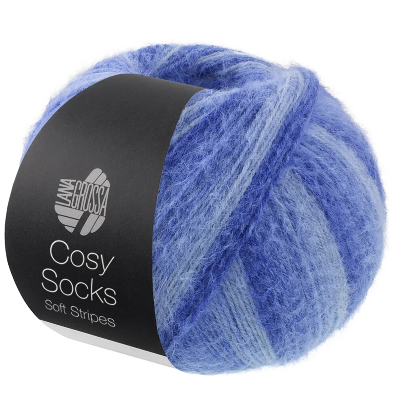 Lana Grossa Cosy Socks Soft Stripes 109 Ljusblå/himmelsblå/blå/marinblå
