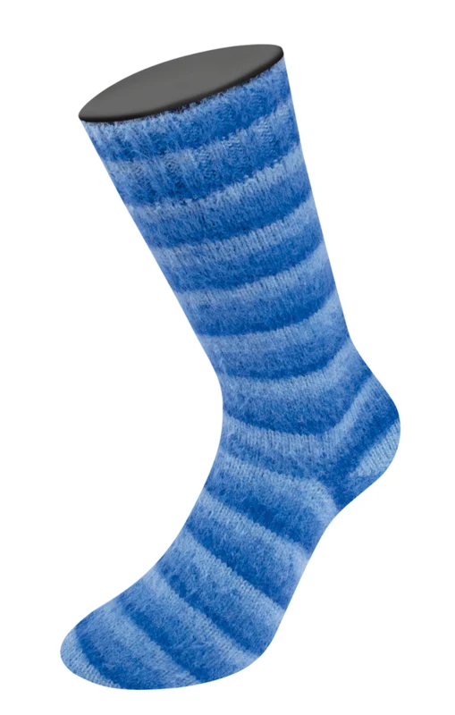 Lana Grossa Cosy Socks Soft Stripes 109 Ljusblå/himmelsblå/blå/marinblå