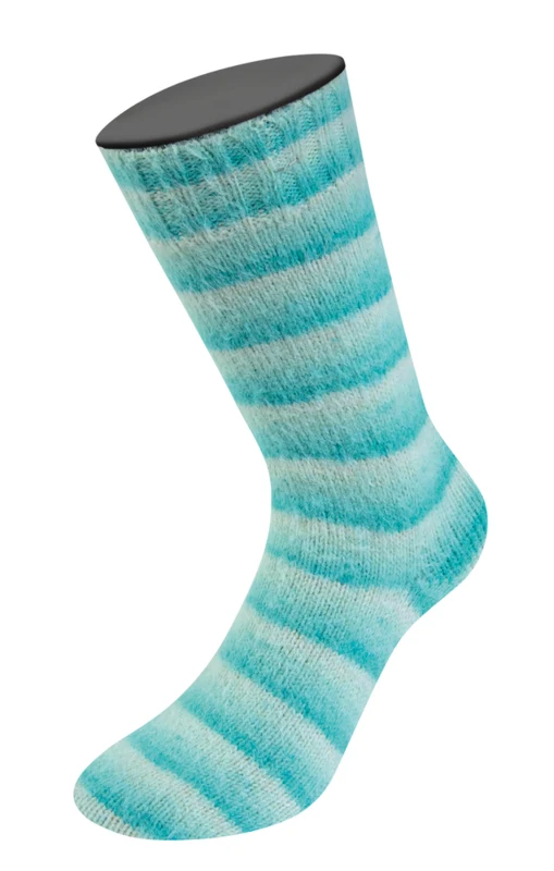 Lana Grossa Cosy Socks Soft Stripes 115 Mintgrön/ljus turkos/turkos