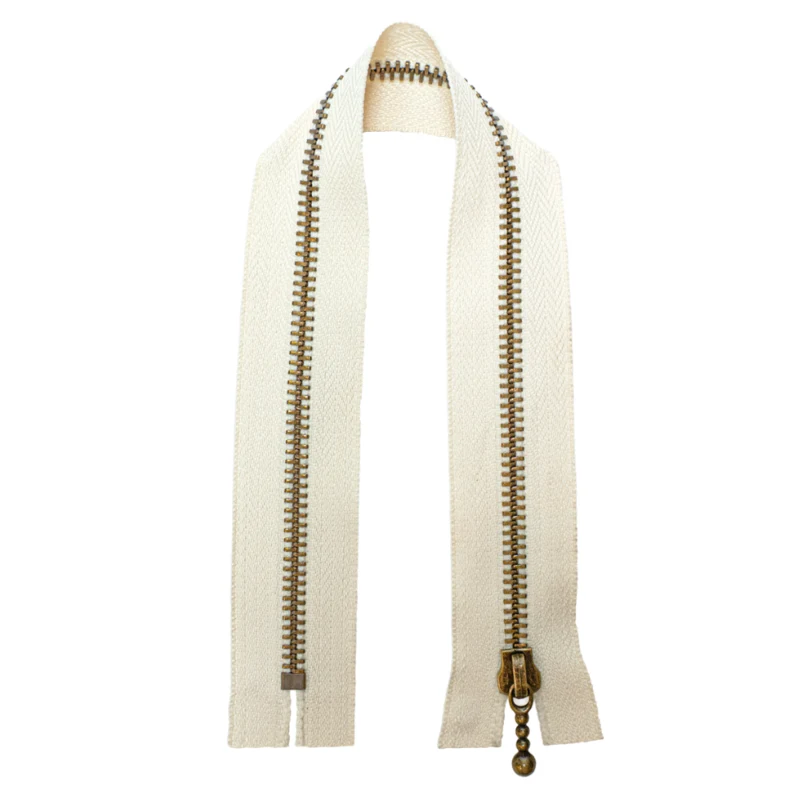 Go Handmade Metallblixtlås Benvit: Brons. Rund blixtlåsdragare.