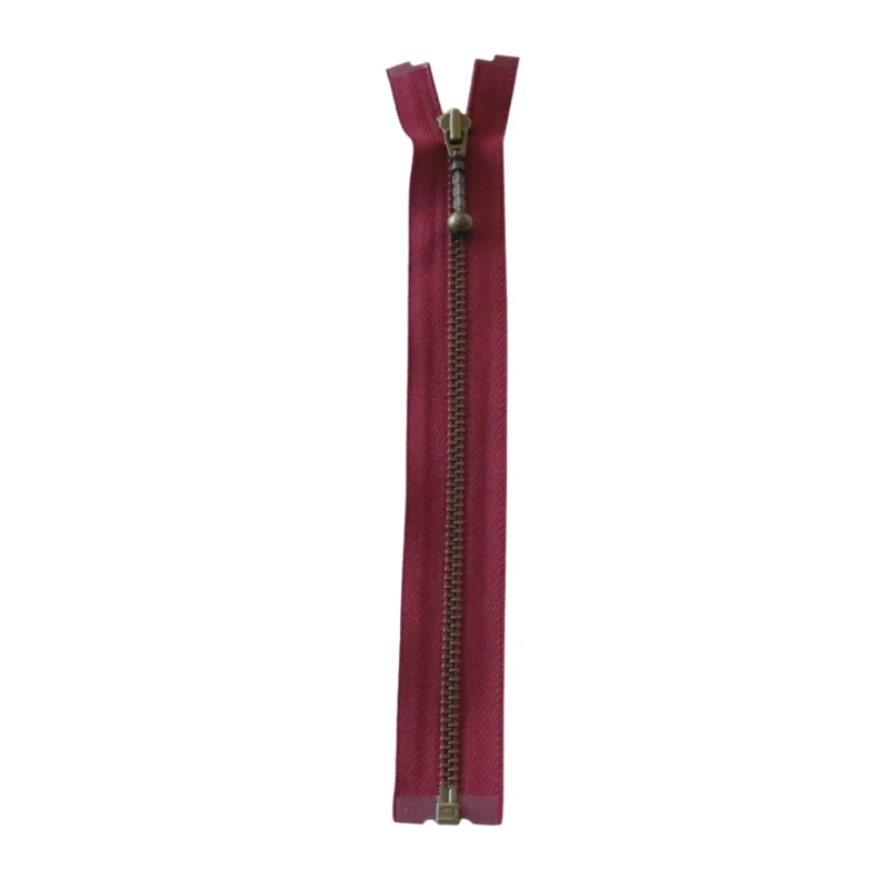 YKK Delbar Blixtlås Metall 4 mm (25-65 cm) 527 Bordeaux, Antik mässing