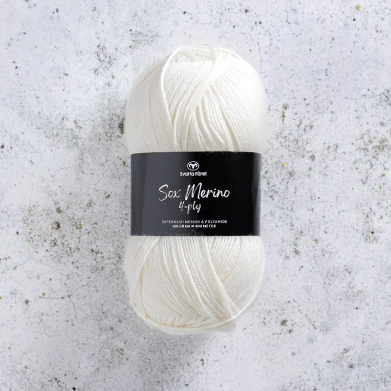 Svarta Fåret Sox Merino 4 ply 00 Naturligt vit