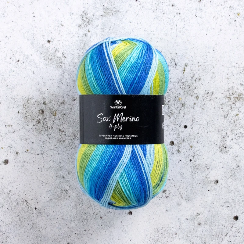 Svarta Fåret Sox Merino 4 ply 23 Kustlinje