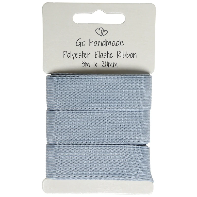 Go Handmade Elastiskt Band: 3 m x 20 mm, Grå/blå