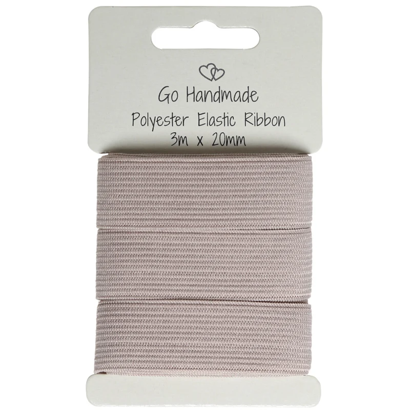 Go Handmade Elastiskt Band: 3 m x 20 mm, Champinjon