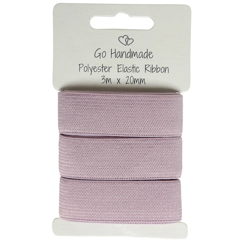Go Handmade Elastiskt Band: 3 m x 20 mm, Vintage rosa
