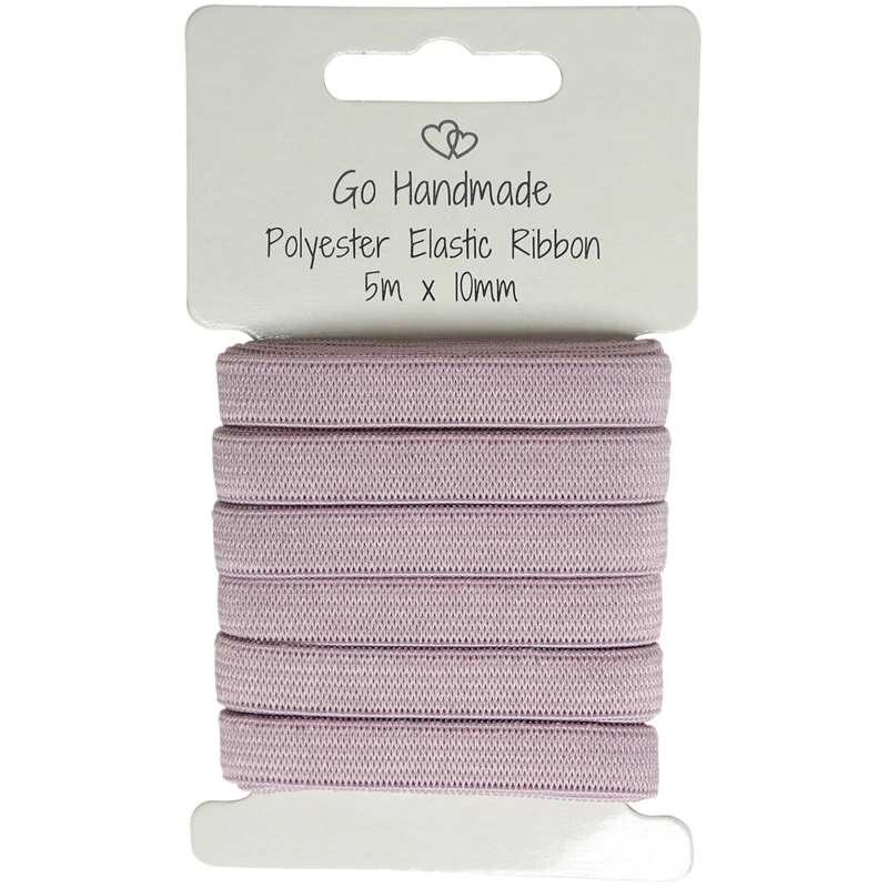Go Handmade Elastiskt Band: 5 m x 10 mm, Vintage rosa