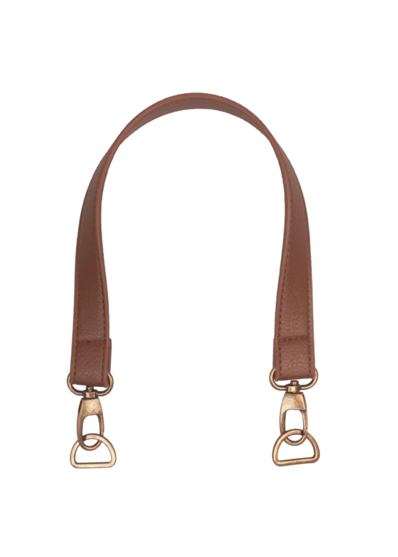 Go Handmade Väskhandtag med karbinhake med D-ring: 50 x 2,5 cm, Brun/Brons