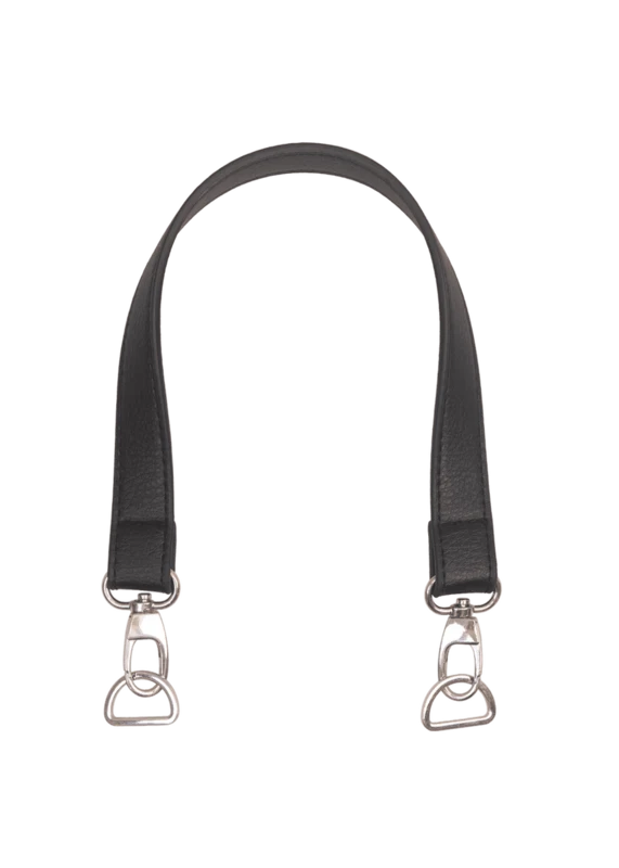 Go Handmade Väskhandtag med karbinhake med D-ring: 50 x 2,5 cm, Svart/Silver