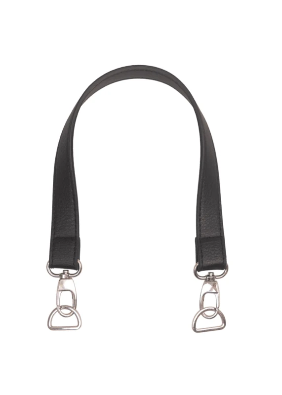 Go Handmade Väskhandtag med Karbinhake med D-ring Svart/Silver