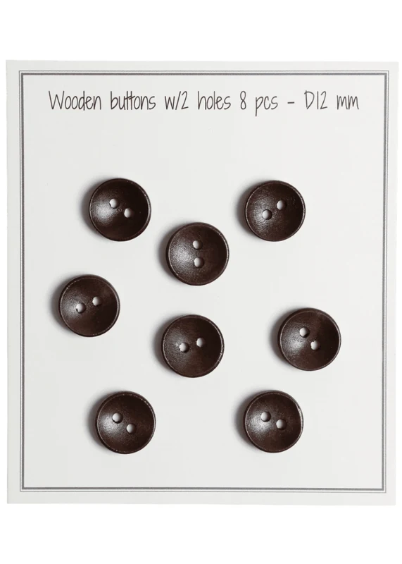 Go Handmade Djupa Träknappar, Mörk (8 st) 12 mm