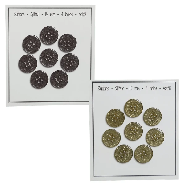 Go Handmade Glitterknappar 15 mm