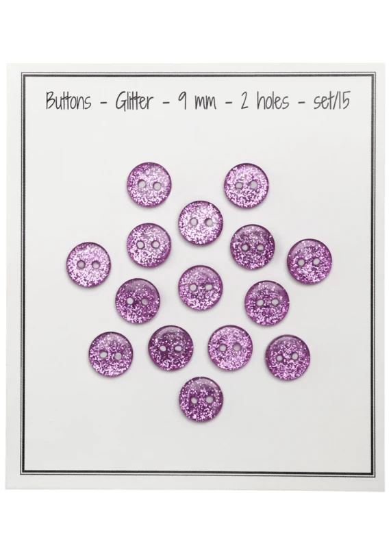 Go Handmade Glitterknappar 9 mm Rosa