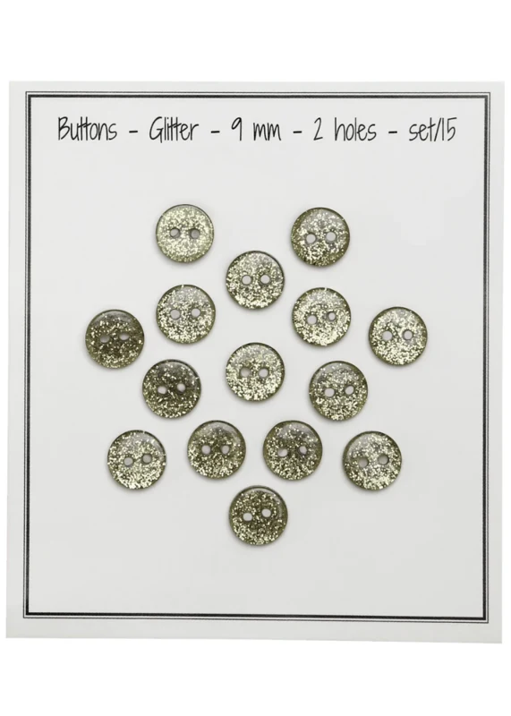 Go Handmade Glitterknappar 9 mm Grön