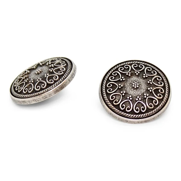 Metallknapp 19 mm med öga, gammalt silver