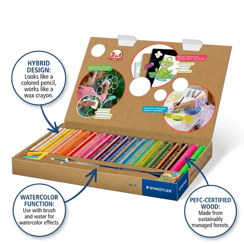 STAEDTLER Buddy 3-i-1 färgpennor, 18 st – Main