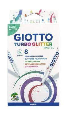 Giotto Turbo Glitter Pastel Tuschpennor, 8 st