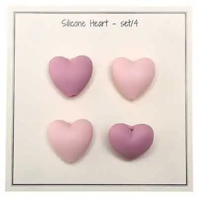 Go Handmade Silikonpärlor, Hjärta, 4 st