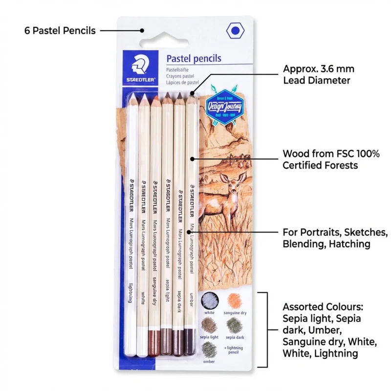 STAEDTLER mars lumograph pastellpennor, 6 st – P-SBK6