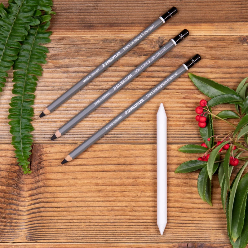 STAEDTLER mars lumograph charcoal & pappersstomp, 3 + 1 st – C SBK4