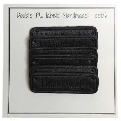 Go Handmade dubbel etikett, PU läder, 5 x 1,5 cm, Handgjord, 6 st