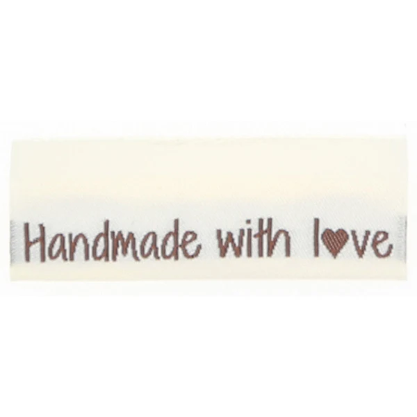 Go Handmade Vävt Label, Dubbelsidig, 50 x 11,5 mm, 10 st Handmade with love