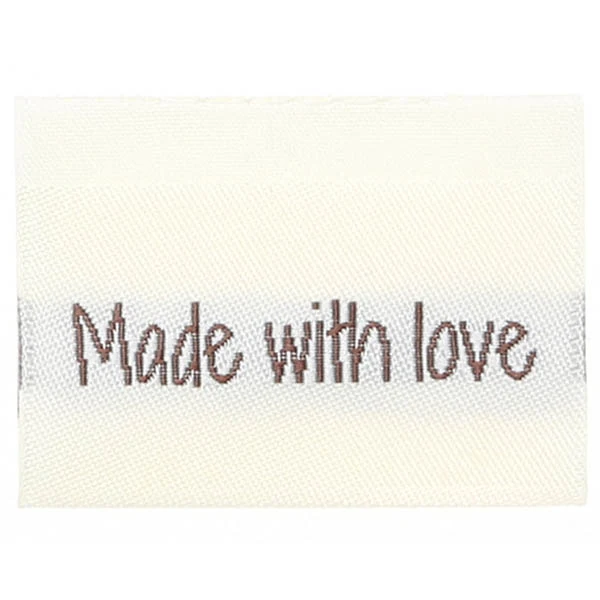 Go Handmade Vävt Label, Dubbelsidig, 35 x 19 mm, 10 st Made with love1